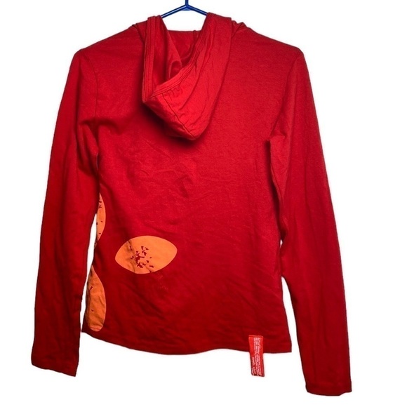 Message Factory Women’s Red & Orange Long Sleeve Organic Cotton Hoodie Sz Medium - Picture 3 of 13